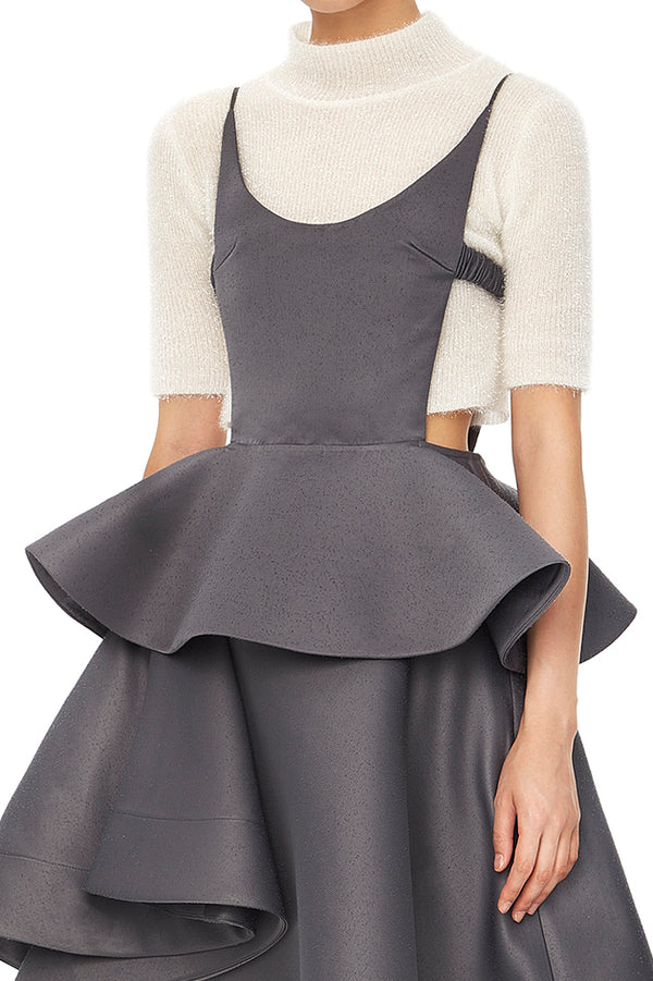 SHUSHUTONG ruffle sling top aw21to02 grey